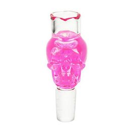 Liquid Skull Smoking 14MM 18MM Male Joint Colourful Filling Freezable Thick Glass Replacement Bowl Herb Tobacco Oil Philtre WaterPipe Bong Hookah DownStem Holder DHL