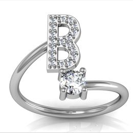 Wholesale Hip hop letter Rings with diamond creative and simple combination matching with open ring gift Jewellery