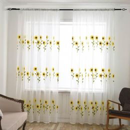 Curtain Daisy Towel Embroidered Long Bedroom Living Room Window Screen Transparent Pastoral Wind Fresh