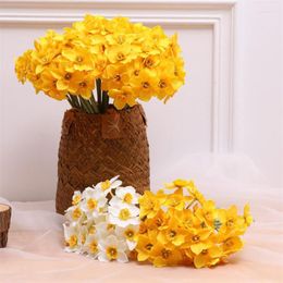 Decorative Flowers Home Room Artificial Simulation Narcissus Flower Living Window Decor Fake Wedding Scene Craft