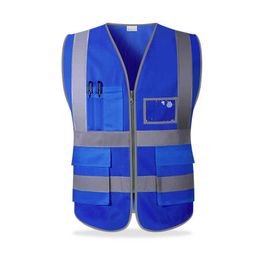 Industrial Reflective Safety Vest Hi Vis Vest with Reflective Stripes Work Wear Vest with Multi Pockets Reflective Clothing Security Reflective Vest for Men