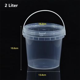 Buckets 1PCS 2L Food Grade plastic Bucket with Lid and Handle Leakproof Storage container for Liquid Oil Honey BPA Free 221202