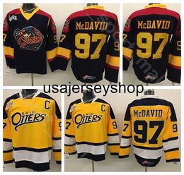 Hockey Jersey Edmonton 97 Connor McDavid Erie Otters Jerseys College Premier OHL With COA Ice All Stitched Home Black Away Yellow