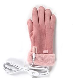 Five Fingers Gloves Winter Accessories Electric Heating Gloves Warm Women Suede Mittens Touch Screen USB Powered Heated Gloves Christmas Gift S2559 221202