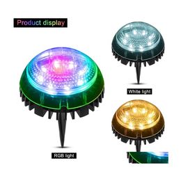 Solar Garden Lights Ground Lawn Outdoor Rgb 7 Colours Changeable Waterproof Decorative Lamp Lighting 8 Led For Ya Dhu1E