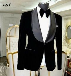 Men's Suits Blazers Black Velvet Men Blazer Formal Dinner Coat Wedding Groom Jacket 221201