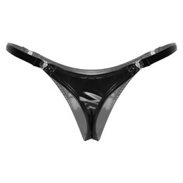 Women's Panties Womens Wetlook Latex Underpants Smooth Surface Low Waist Underwear Solid Color Soft Heart Shape Buckle Brief Glossy Sexy Panties 221202