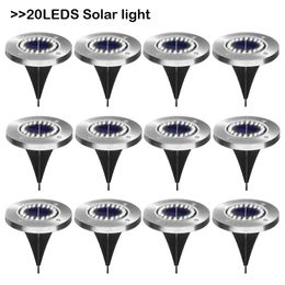 Garden Decorations 20LED Solar Power Disc Light Outdoor Underground Deck Spotlight Buried Led Lamp Decoration 221202