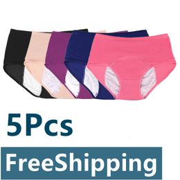 Women's Panties 5 PcsPack Menstrual Period Panties Women Leak Proof Cotton Comfort Incontinence Briefs High Waist Sexy Mesh Underwear Plus Size 221202