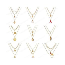 Pendant Necklaces Gold Chain Shell Necklace Designer Starfish Mtilayer Stackable Necklaces Fashion Hip Hop Jewelry Drop Ship Deliver Dheqj