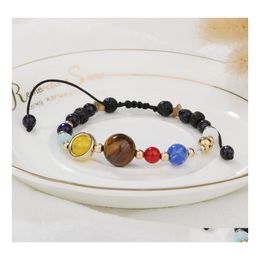 Beaded Universe Galaxy Planets Star Natural Stone Bead Bracelets Solar System Adjustable Handmade Braided Bracelet For Women Men Dro Dheuy