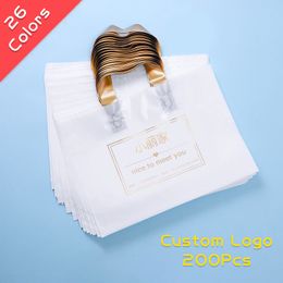 Gift Wrap 200Pcs/lot Custom Colourful Shopping Bags With Handle Plastic Bag Print One Colour On One-sided Free Design 221202