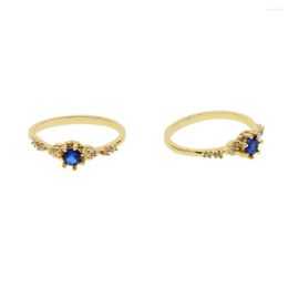 Wedding Rings 2022 Minimal Small Ring Light Blue Stone CZ Thin Band Fashion Women Stack Midi Finger Factory Wholesale Chic Jewellery