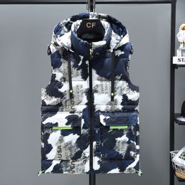 Men's Vests 3661 Outerwear Vest Coat Men Zipper Slim Hooded Sleeveless Jacket Pockets Down Vest Camouflage Vest Waistcoat Autumn Winter 221202