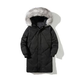 Men's Vests White Duck Down Long Winter Jacket Men Feather Warm Male Parka Hooded Fur Collar Solid Luxury Puffer Clothing 221201