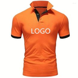 Men's T Shirts Summer Men's Short Sleeve Any Custom Logo Printing Casual Pure Cotton High Quality Solid Colour Polo Shirt