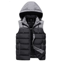 Men's Vests Jacket Winter Waterproof Warm Sleeveless Fashion Hooded Casual Plus Velvet Thickening 221202