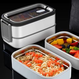 Lunch Boxes Stainless steel insulated lunch box for School Kids Office Worker doublelayer bento microwave portable food storage containers 221202