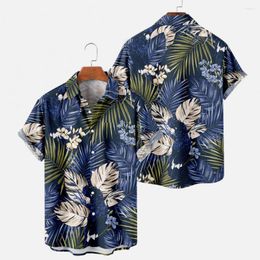 Men's Casual Shirts Men Shirt Beach Style Sinmple Leaf Pattern Lapel Thin 3D Hawaii Flower Printed Loose Summer Tops Holiday Clothes