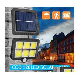 Solar Wall Lights Motion Sensor Light Outdoor Waterproof Garden Cob 120Led Street Lamp Decoration Drop Delivery Li Otdup