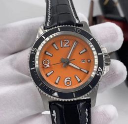 1884 Super-Ocean 46MM watches Luxury brand orange dial Stainless steel rotating bezel Men's automatic mechanical leather strap luminous watch fastrack