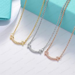 Luxury smile necklace women stainless steel couple large diamond pendant designer neck Jewellery Christmas gift women accessories wh2572