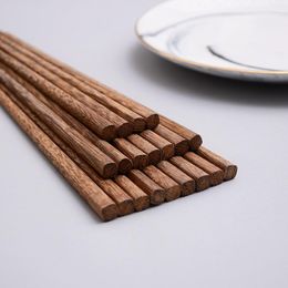 Flatware Sets 10 Pairs/Set Household Japanese Style Wooden Chopsticks Creative El High Grade Wood Tableware Kitchen Family Dinnerware