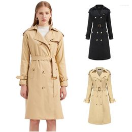 Women's Trench Coats Womens Long Slim Jackets Full Sleeve Double Breasted With Sashes Coat 2022 Spring Autumn Lady Fashion Windbreaker