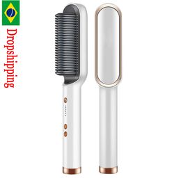 Hair Straighteners Multifunctional straightener brush electric heat comb curler hair fast Modelling tool 221203