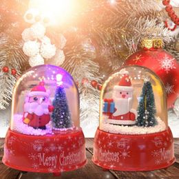 Decorative Figurines Eco-friendly Christmas Snow Globe Snowman 2 Styles Colourful LED Light-Up Musical Box Ornament