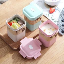 Dinnerware Sets 600ml Wheat Straw Water Cup Portable Plastic Sealed Soup Jar Mug School Office Travel Insulated Tumblers Container Bottle