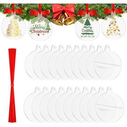 Christmas Decorations 10/20pcs Round Acrylic Bell Ornament DIY Blank Transparent Pendants Kids Xmas Craft