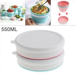 Dinnerware Sets 550ML 2 Colours Portable Circular Silicone Scalable Folding Lunchbox Bento Box For - 40 Centigrade 230