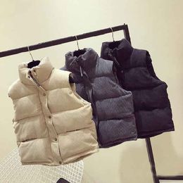 Women's Vests Women Sleeveless Vest Winter Warm 2XL Corduroy Cotton Jacket Female Simple Veats Waistcoat 221202