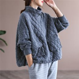 Women's Jackets Autumn Winter Clothes Female Leisure Thermal Cotton High Neck Sweatshirt Women Loose Hedging Rhombic Quilted Jacket Tops M2059 221201