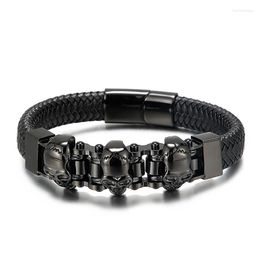 Charm Bracelets HAOLYNJOY Cowhide Braided Bracelet 12mm Combination Punk Style Stainless Steel Men's Jewelry Accessories