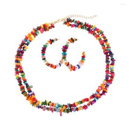 Choker 2022 Unique Handmade Colourful Stones Necklace Set For Women Bohemia Acrylic Gravel Chokers Earring Wedding Jewellery Gift