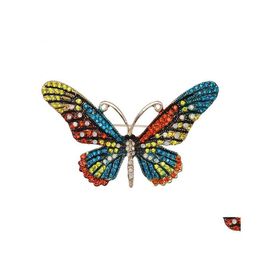 Pins Brooches Women Butterfly Brooch Inlaid Zircon Enamel Pin Scarf Pins Romantic Gift For Girls Drop Delivery Jewelry Dhjm6