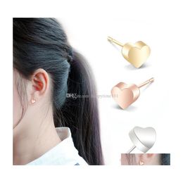 Stud Personalized Lovely Stainless Steel Heart Stud Earring For Women Gold Sier Rose Cute Small Fashion Jewelry Drop Delivery Earring Dhqxq