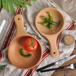 Bowls 450/650ml Noodle Soup Pickle Bowl With Hanging Hole Round Portable Single Handle Wood Salad For Dining Room Ramen