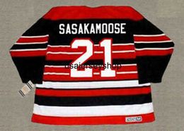 Hockey Jersey Mens Customize 1950 Fred Sasakamoose 21 Jerseys Vintage Black Red Stitched CCM Shirts M-XXXL