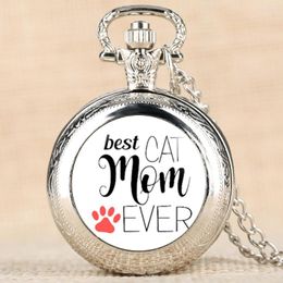 Pocket Watches Novel Dog Mom Series Watch For Women Quartz Female Analogue Pendant Chain Ladies