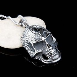 Punk Skull Pendant Necklace Ancient Silver Celtic Stainless Steel Skeleton Necklaces Men Fashion Fine Jewellery