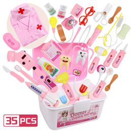 Kitchens Play Food Kids Doctor Toys Role ing Games Set Dentist Hospital Pretend Kit Nurse Bag For Children Gift 221202