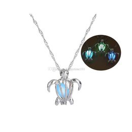 Pendant Necklaces Beads Necklaces Glowing In Dark Tortoise Necklace Sier Animal Pendant Lockets Chains Fashion Jewellery For Women Dro Dhcgo