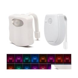 Night Lights Toilet Night Light 7/8/16 Colours Smart Pir Motion Sensor Wc Seat Led Lights Waterproof Backlight For Restroom Bowl Ind Ot1Nj