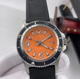 1884 Super-Ocean 46MM watches orange dial stainless steel rotating bezel men's automatic mechanical rubber strap luminous watch Wristwatch