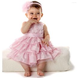 Girl Dresses 2022 Pink Baby Dress Floral Born Tutu Hairband 2-Piece Clothes Suit Summer Clothing Girls Jumper Blouse Top