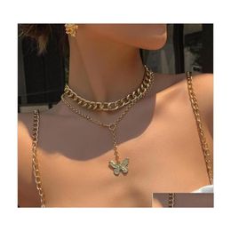 Chains Gold Color Twisted Rope Butterfly Pendant Chunky Wide Thin Chains Necklaces For Women Minimalist Necklace Instajewelry Drop D Dhebl