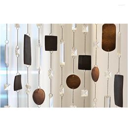 Curtain 10m/lot Leather Crystal Beads Metal Chains Brown Home Decoration Partition Porch Customized